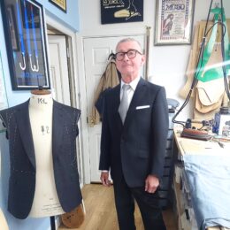 Black Shadow Stripe Mohair and Wool